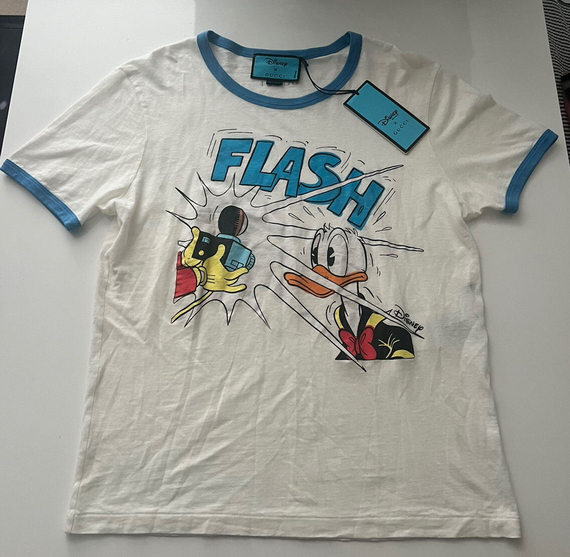 NWT Gucci Donald Duck Flash Disney White Jersey T-Shirt NWT Gucci Donald Duck Flash Disney White Jersey T-Shirt