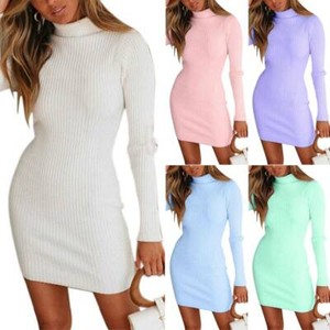 high neck knitted jumper dress