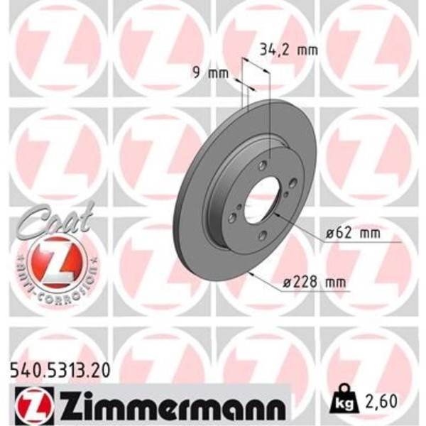 Zimmermann 2X Bremsscheibe Hinten Ø228 Mm Voll FüR Suzuki Baleno FW EW 1.0 1.2-image
