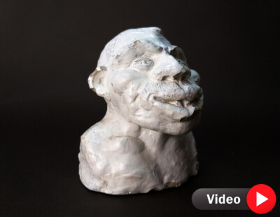 Old Antique Vintage USSR Art Handmade Figure Concrete Bust Head Primitive Man