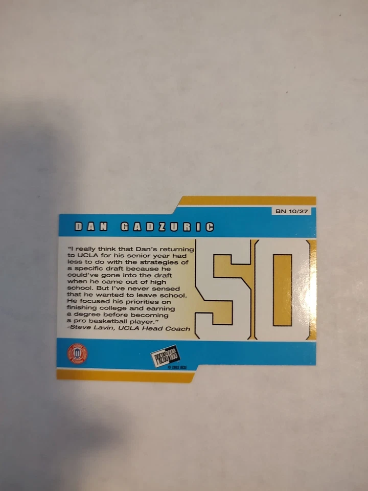 2002 Press Pass #BN10 Dan Gadzuric Big Numbers RC Rookie (PWE) - Image 2 of 2