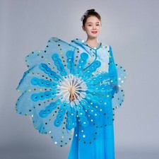 One Pair Bamboo Flower Mesh Hand Fan Belly Dance Show Photograph Shoot Props New