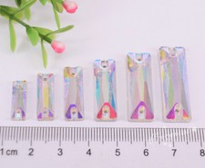 100 pcs White AB Sew On Glass Crystal Rhinestones Rectangle Flatback selection