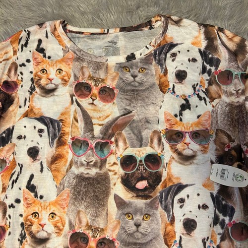 Secret Treasures Cat Dog Bunny Pajamas Womens Size Large/XL Nightgown Sleepshirt - Picture 2 of 7