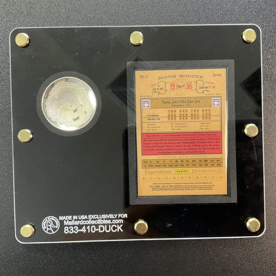 Honus Wagner Legacy Set 2014 Baseball Hall of Fame Card & Proof $1 Silver Dollar - Image 2 of 4