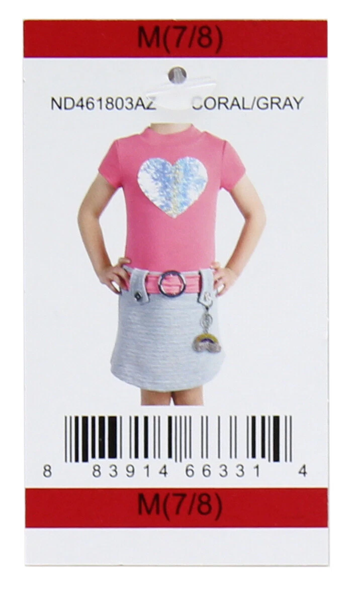 Pink & Violet Girl's Marsha Dress Sparkles Short Sleeve, Belt Look Key Chain Fob
