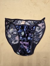 Vintage Victoria's Secret Second Skin Satin String Bikini Panties Xs Blue Floral