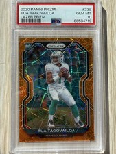 2020 Panini Prizm Tua Tagovailoa #339 Orange Lazer Prizm PSA 10 Rookie Card MIA. rookie card picture
