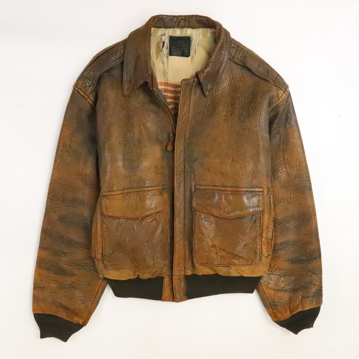 Vintage Avirex Type A-2 Leather Aviator Bomber Flight Jacket Size