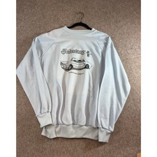 VINTAGE 70s Ford Mustang Hardtop Sweatshirt Mens Fleece Crewneck USA Blue XL