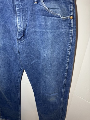 Wrangler Jeans Mens 33x34 Cowboy Cut Bootcut Western Blue Dark Original 13MWZ - Picture 2 of 10