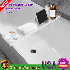 Bathtub Tray Caddy Acrylic Bath Tray Wine Glass Book Holder Over the Tub Desk