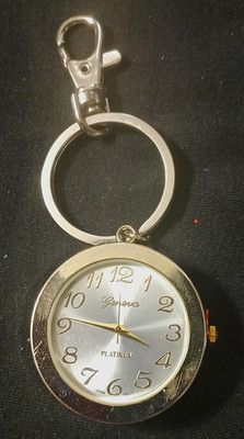 Geneva Platinum Metal Keychain Watch Key Ring, Gold & Silver Fashion Modern