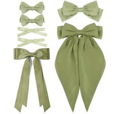 Hair Bows for Women Girls 7Pcs Pink Silky Hair Bow Large Coquette Bow Big Satin