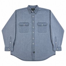 VTG Ralph Lauren Polo Country Work Shirt Mens Sz Large Denim Button Up Dungaree