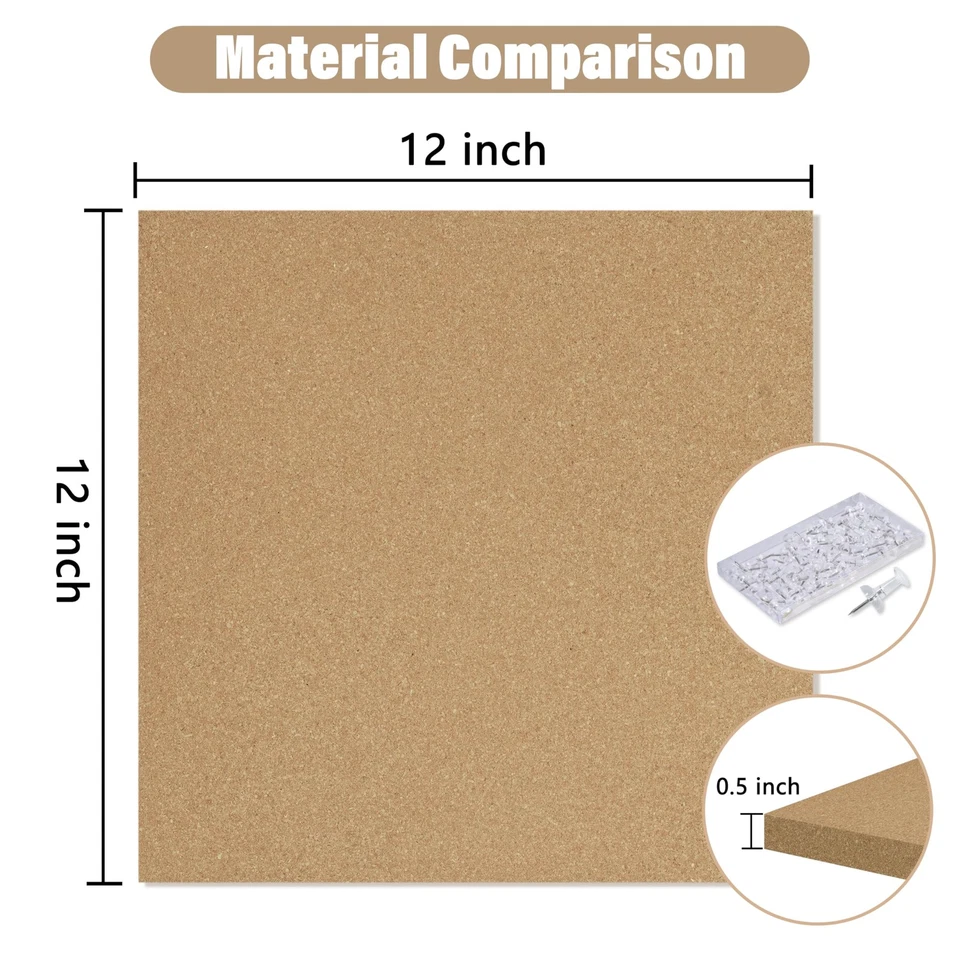 Cork Board Bulletin Board 12x12,1/2 Thick Cork Board Tiles 12 Pack, Self-Adhe... - Image 2 of 4