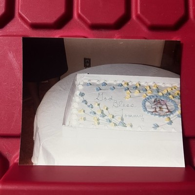 God Bless Tommy Birthday Cake 4 3/8 x 3 1/2 Photograph Vintage 1980s
