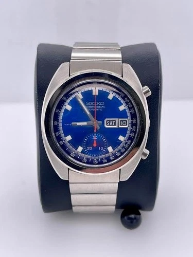 Vintage Nov/1969 Seiko Japan 6139-6010 Bruce Lee Dark Blue Chronograph Watch