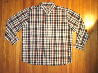 C.E. Schmidt Workwear Mens Brown/Tan Plaid Easy Care Oxford Shirt 2XLT New
