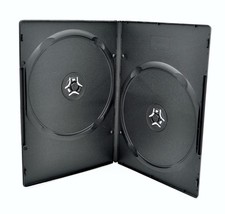 7mm Slim Black Double CD/DVD Case, 5 Pieces Pack. 2 Discs Capacity per Case