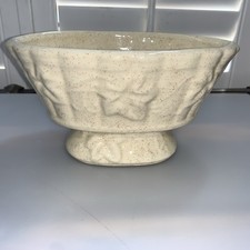Vintage Oval Ceramic Embossed Floral/Leaf Pattern Pedestal Base Planter Vase VG