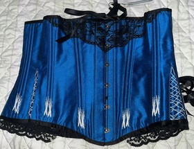 New With Tags Corset Story Corset Blue Black Lace Comfort Steel Bones 34