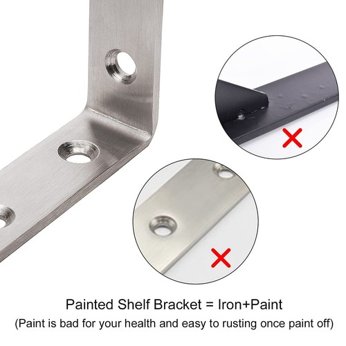 YUMORE L Bracket, 5" x 3" Max Load: 35lb/15KG Heavy Duty Stainless Steel Soli - Picture 2 of 7