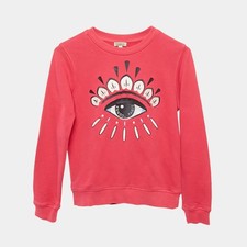 Kenzo Pink Eye Logo Embroidered Cotton Knit Sweatshirt 10 Yrs