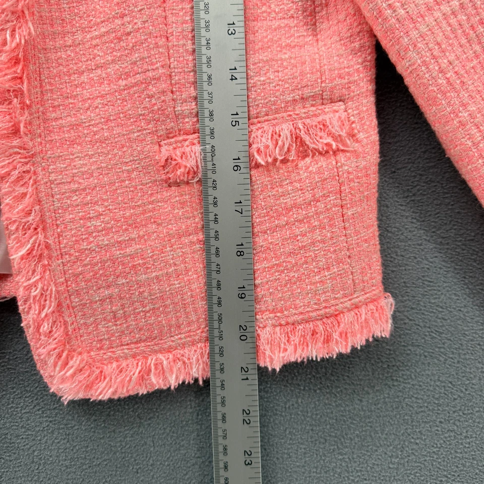 Alice + Olivia куртка Blazer женщин маленький / 6 розовый твид укороченный шик с подкладкой - Изображение 4 из 4