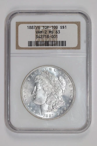 1887/6 VAM-2 TOP 100 MORGAN DOLLAR NGC MS63 PQ!