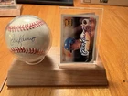 ERIC KARROS SIGNED AUTOGRAPHED ONL BASEBALL & 2000 Pinnacle Card Dodgers, Cubs