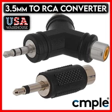 3.5mm to RCA Converter Mono/Stereo 2x RCA Splitter 1/8" Triangular Audio Adapter