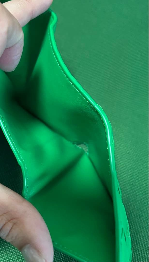 Bottega Veneta Green Leather Braid Tri-Fold Wallet Card Pocket Japan thumbnail 4