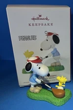 Snoopy Woodstock On The Greens Golfing Hallmark Keepsake Xmas Ornament  NEW!!!