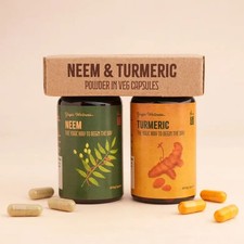 Isha Life Neem  Turmeric Powder in Veg Capsules - Combo Pack of 60 tab each FS