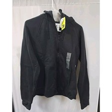 All in motion Fleece full Zip Sweatshirt Hoodie Black Thumbholes SOFT Size M New