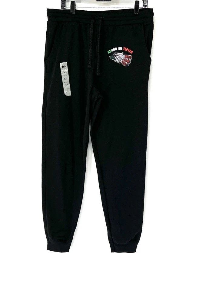 Ptma NWT men’s Size XL jogger sweatpants hecho en tepito Black Cuffed Pockets