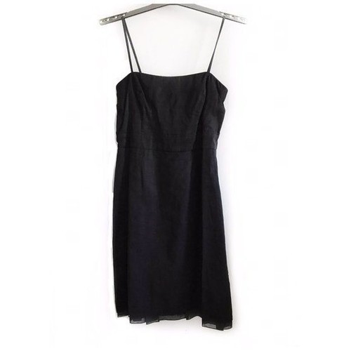Jil Sander, Vintage Jil Sander Black Cotton Chiffon Spaghetti Strap Dress D40 Made Italy