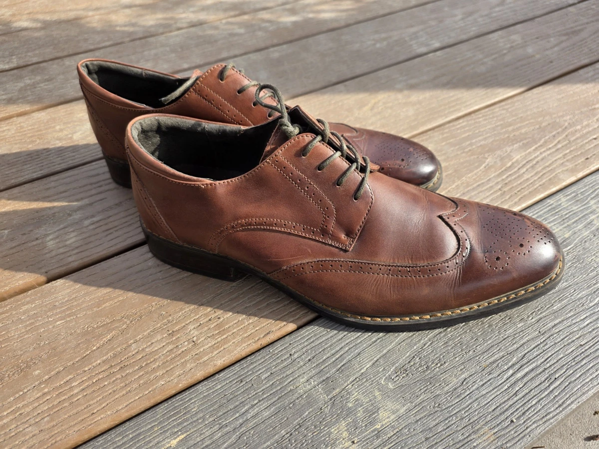 Joseph Abboud 10.5 Brown Wingtip Brogue Oxford Italian Leather 40G4R Joseph Abboud Hybrid Wingtip Oxfords, Navy - Blue | Casual  main image 2