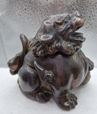 Ancient Bronze Foo Dog Lion Beast Statue Incense Burner Censer