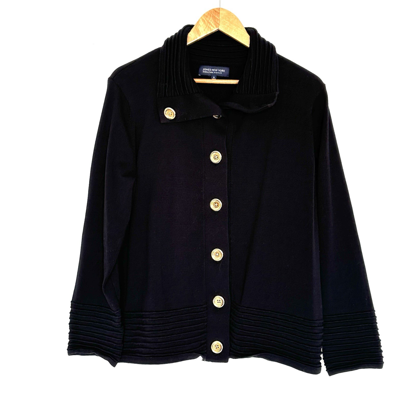 Jones New York Plus Cardigan Women’s 1X Black Button Down Long Sleeve Sweater