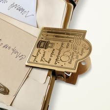 Journal Clip Vintage Metal Travelers Notebook Clip, Pen Paintbrush and Pencil
