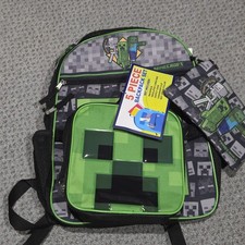 Minecraft 5-Piece Backpack Set With Lunch Bag Supply Bag