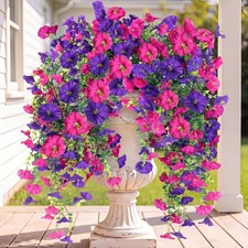 2PCS Artificial Fake Hanging Flowers Plants for Outdoor outside Spring Summer De