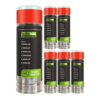 6x Autotek Rover Vermillion schnelltrocknender hochdeckender Aerosol-Sprühlack 300 ml