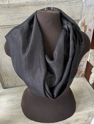 Opaque Black with Silver Threads 100% Rayon Infinity Scarf
