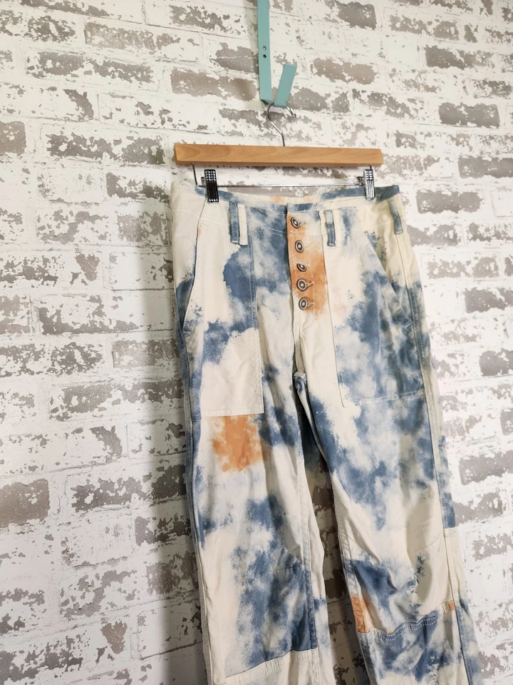 Anthropologie Pilcro The Wanderer Relaxed Tie Dye Pants Button Front Size 28 - Image 4 of 4
