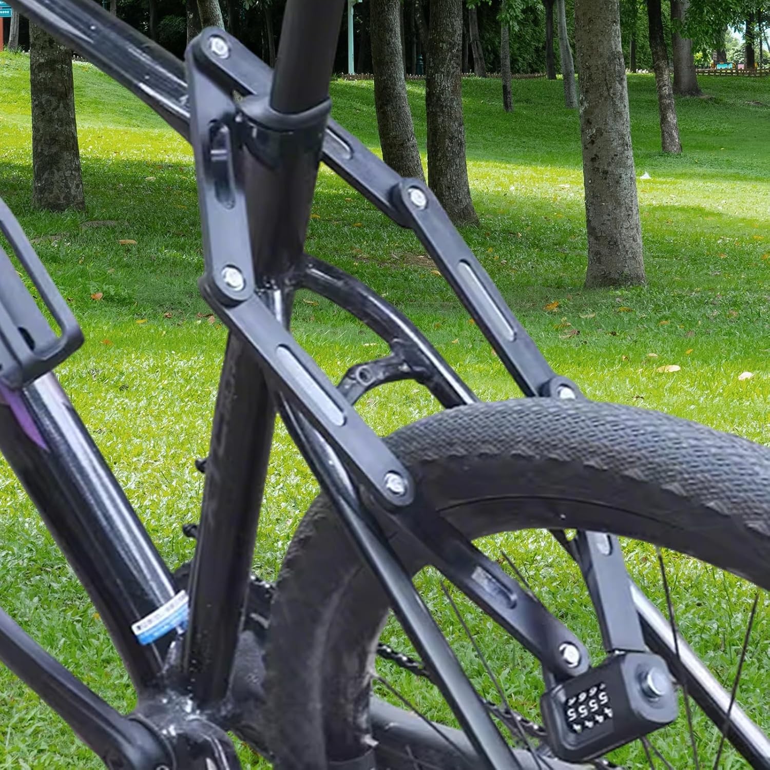 35 Inch Folding Bike Lock with Code Mount Bracket Kit, 4-Digit Combination