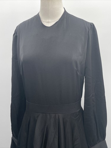 BELLE Women's V Neck Long Sleeve Back Zip Solid Black Dress Size M Style BE-245 - Picture 5 of 13