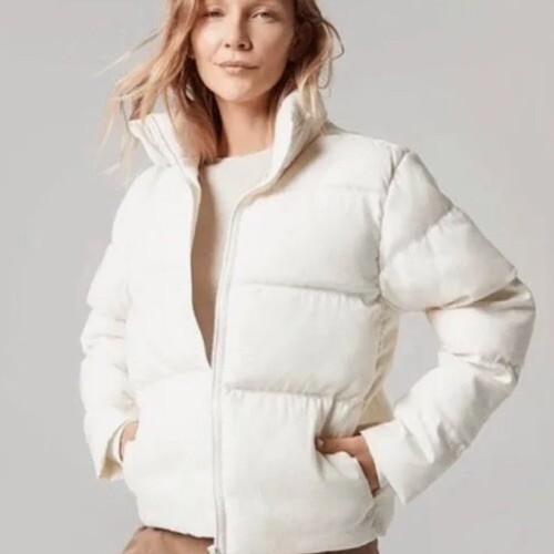 Allbirds Cream Puffer Jacket Merino Wool Blend Large EUC - Main Image